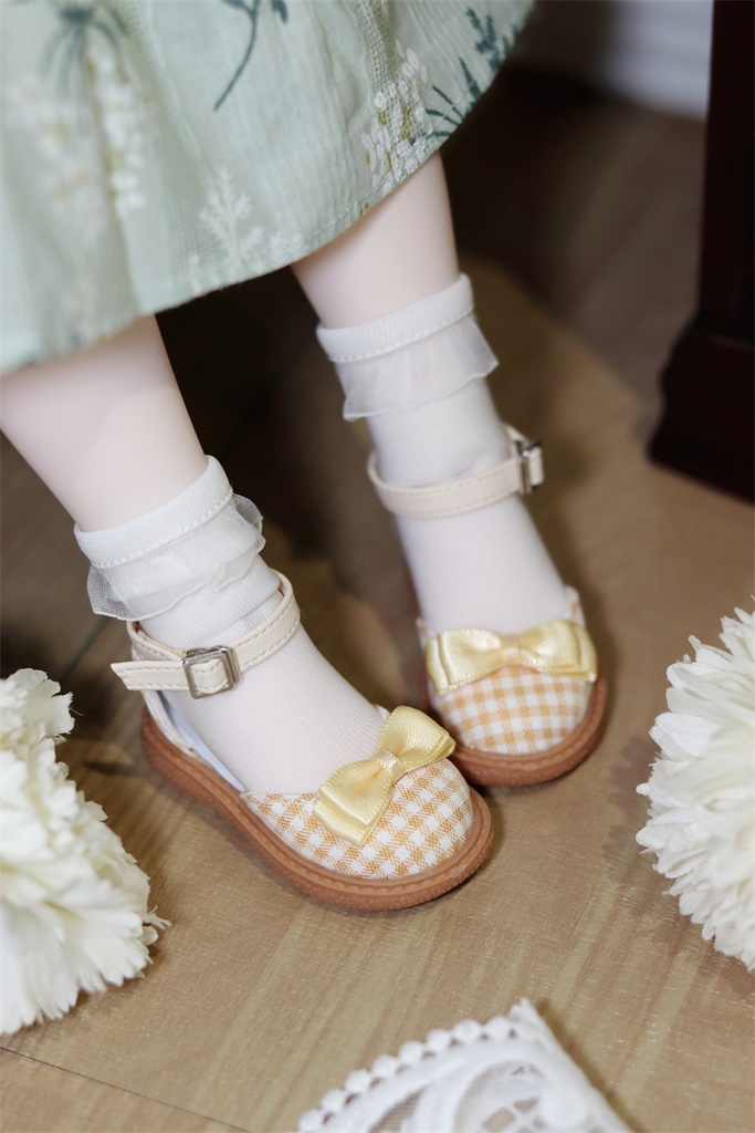 【カカ星球】【1/4】ドール靴 リボンチェックパンプス