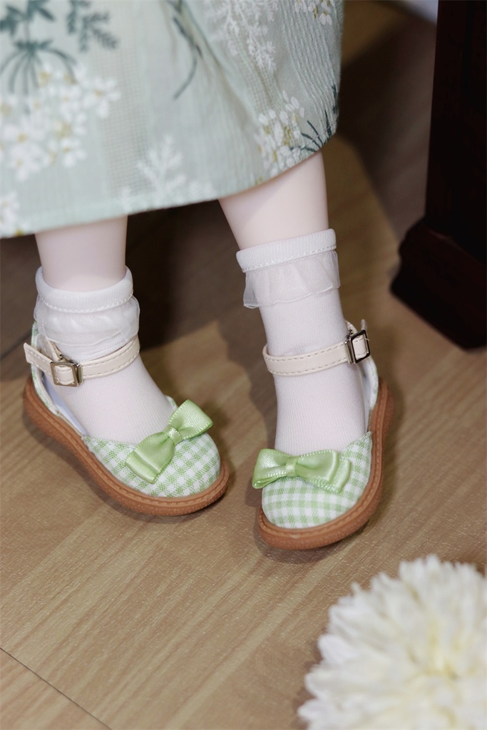 【カカ星球】【1/4】ドール靴 リボンチェックパンプス