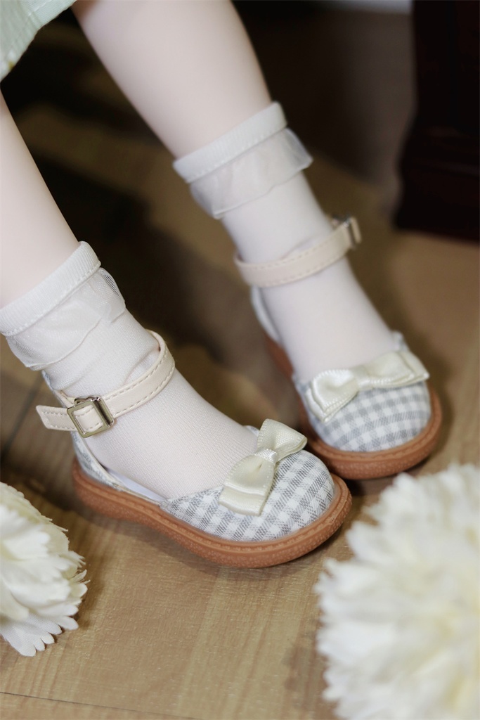 【カカ星球】【1/4】ドール靴 リボンチェックパンプス