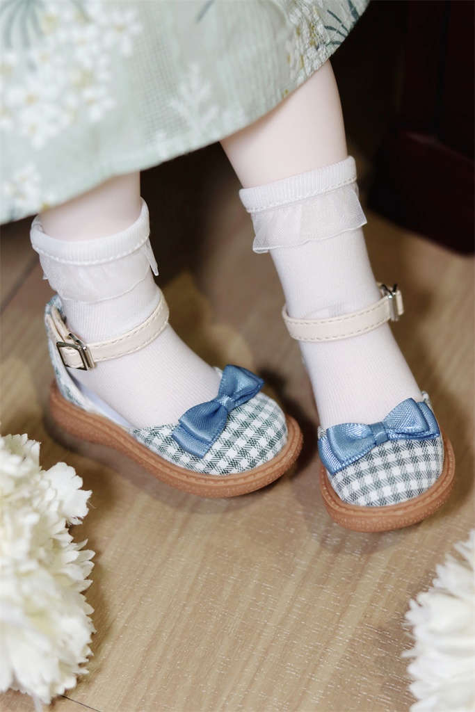 【カカ星球】【1/4】ドール靴 リボンチェックパンプス