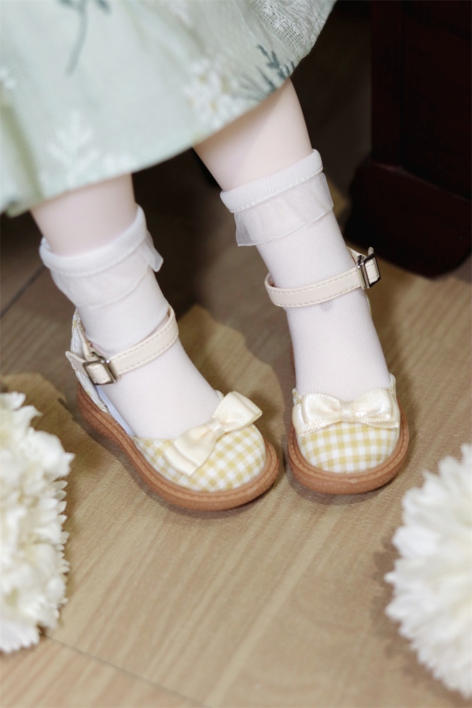 【カカ星球】【1/4】ドール靴 リボンチェックパンプス