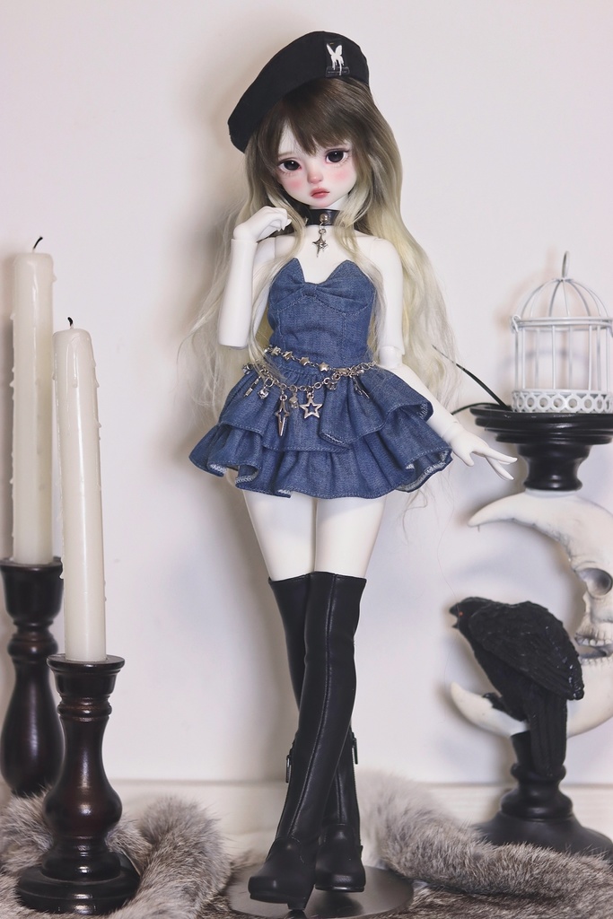 【カカ星球】【1/4】ドール服 デニムジャンスカワンピース