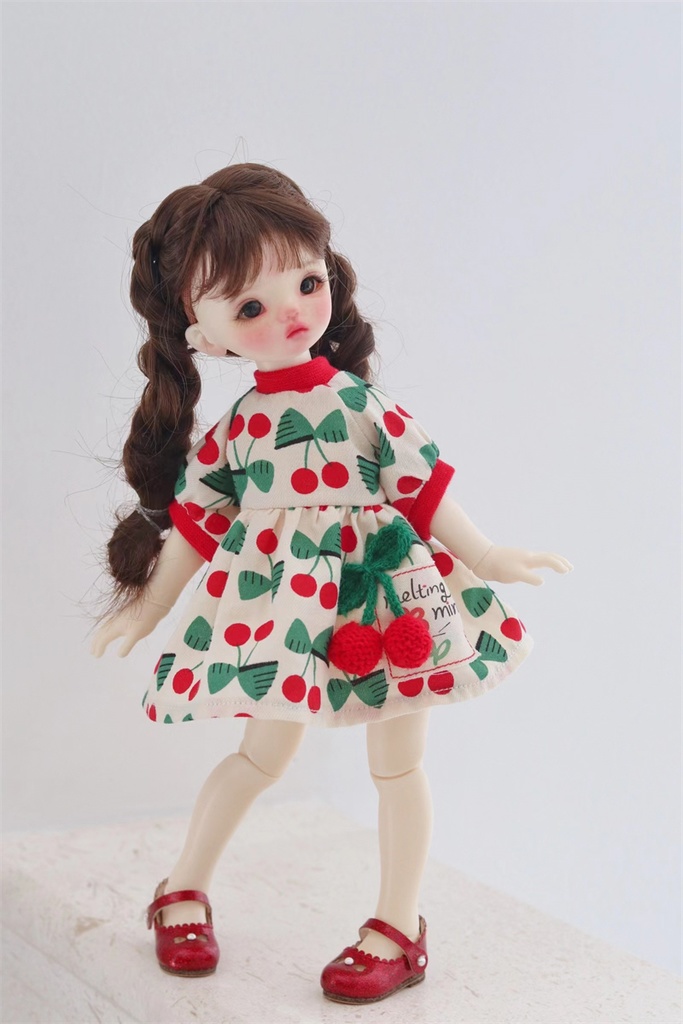 【カカ星球】【1/6】ドール服 さくらんぼレトロワンピース