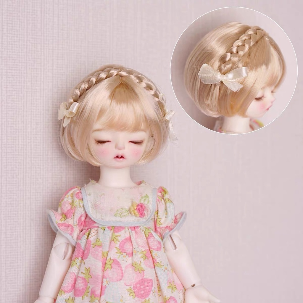 【カカ星球】【6-7, 7-8, 8.5-9inch】ドールウィッグ リボンバンドボブ