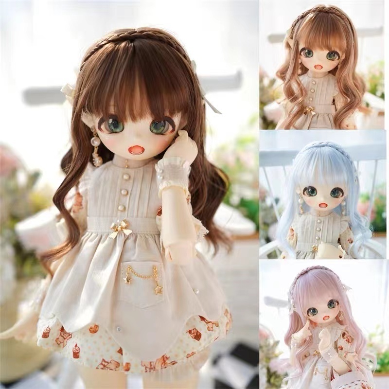 【カカ星球】【6-7, 7-8, 8.5-9inch】ドールウィッグ 三つ編みカール