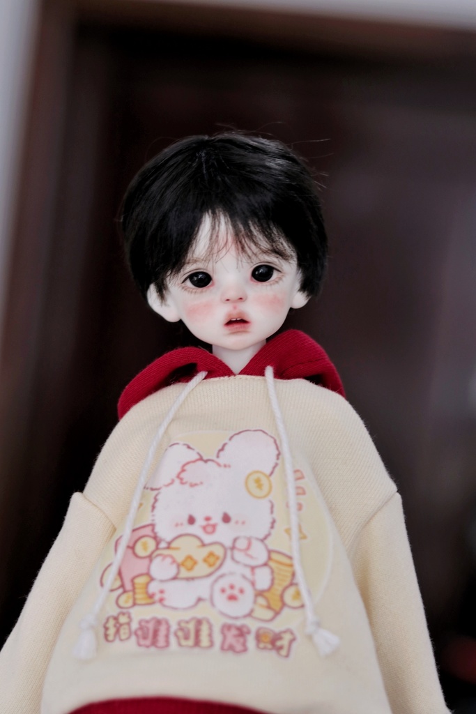 【カカ星球】【1/6,1/5,1/4】ドール服 兎耳付き　ツートンカラーパーカー