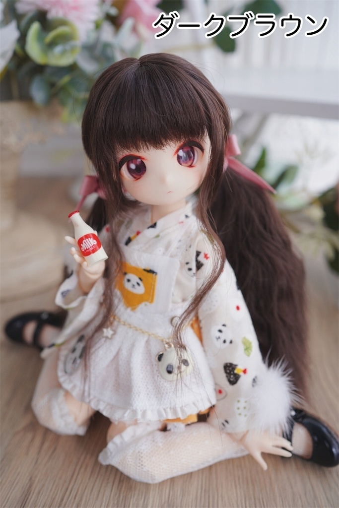 【カカ星球】【6-7, 7-8, 8.5-9inch】ドールウィッグ ローツインテール ウェーブヘア