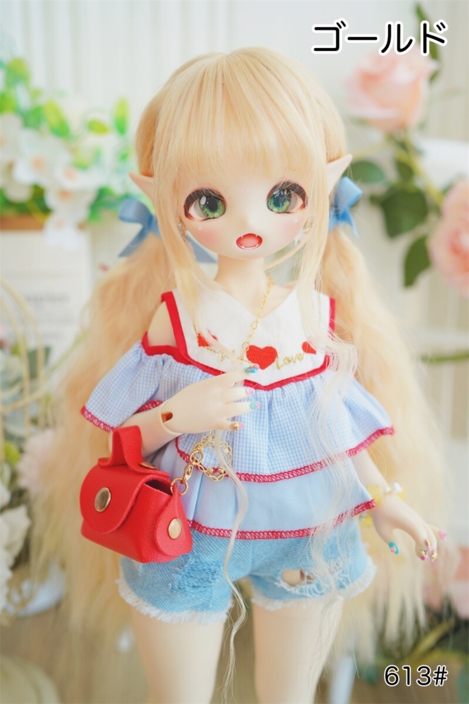 【カカ星球】【6-7, 7-8, 8.5-9inch】ドールウィッグ ローツインテール ウェーブヘア