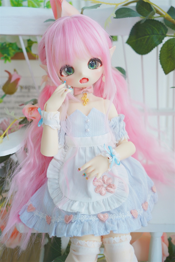 【カカ星球】【6-7, 7-8, 8.5-9inch】ドールウィッグ ローツインテール ウェーブヘア