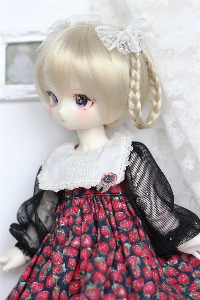 【カカ星球】【6-7inch、7-8inch】ドールウィッグ ツイン三つ編み