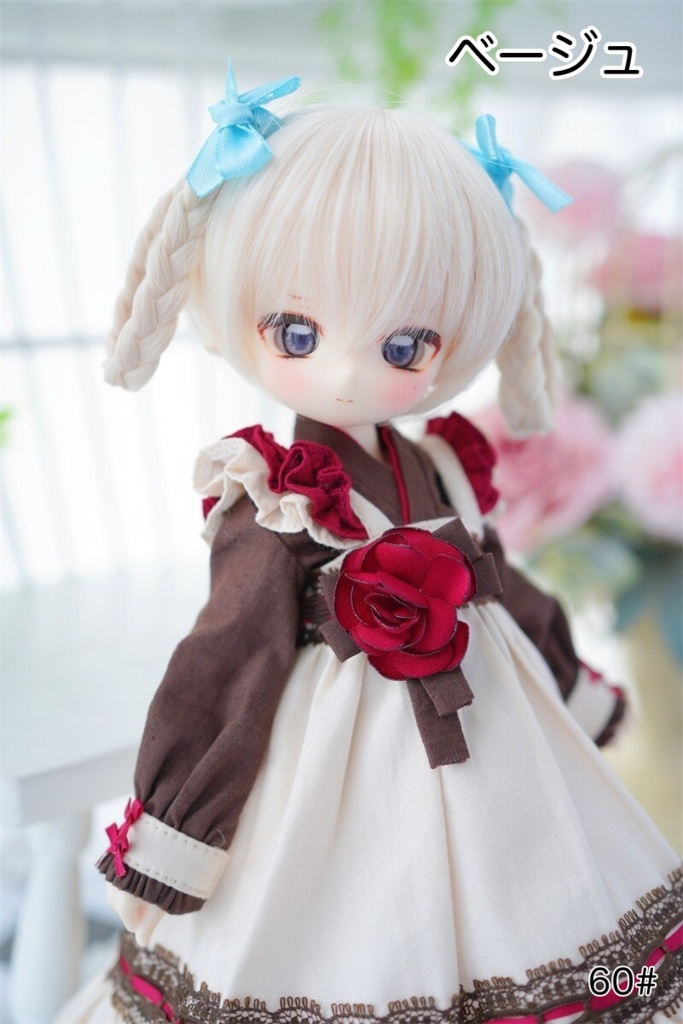 【カカ星球】【6-7inch、7-8inch】ドールウィッグ ツイン三つ編み