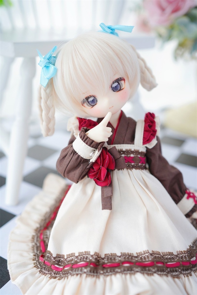【カカ星球】【6-7inch、7-8inch】ドールウィッグ ツイン三つ編み