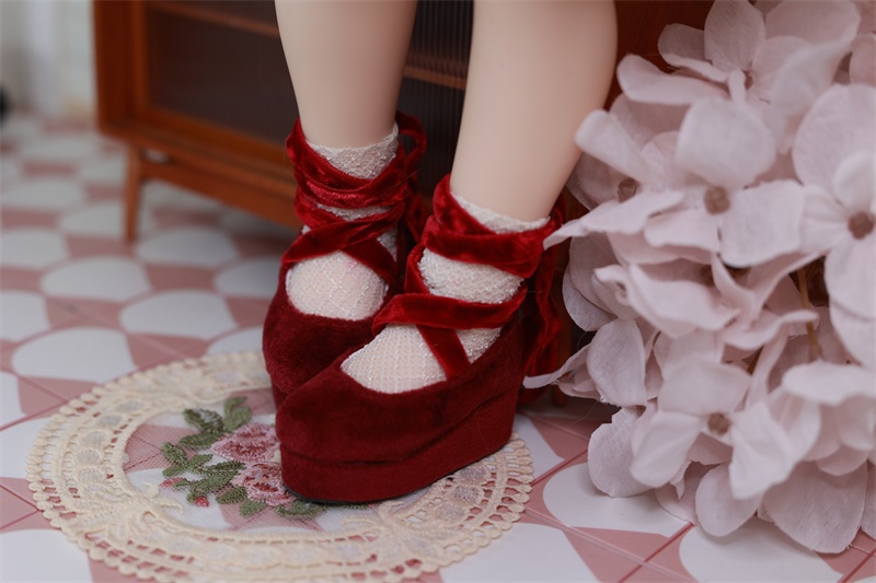 【カカ星球】【1/4】ドール靴 リボンベルベットシューズ