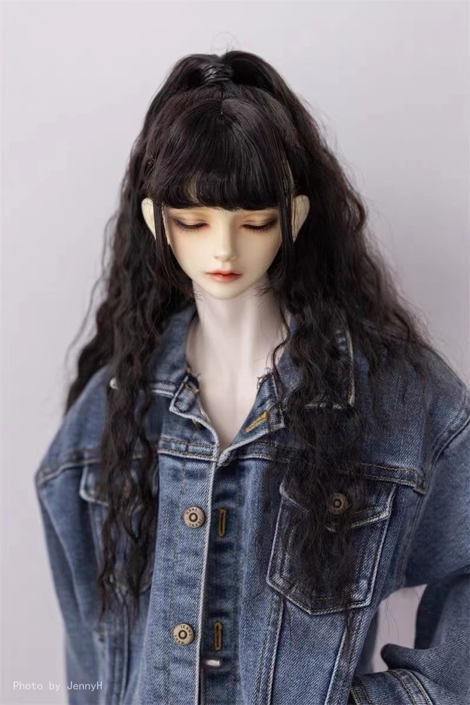 【カカ星球】【7-8, 8.5-9inch】ドールウィッグ ウェーブポニテ