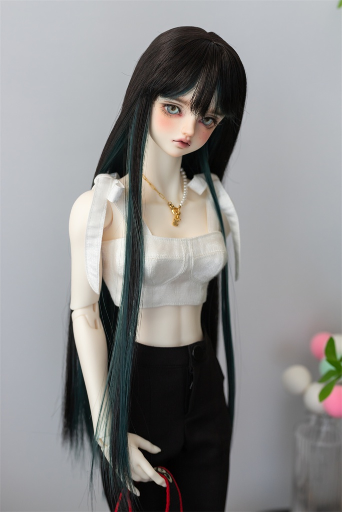 【カカ星球】【8-8.5, 8.5-9inch】ドールウィッグ　ロングストレートヘア　インナーカラー