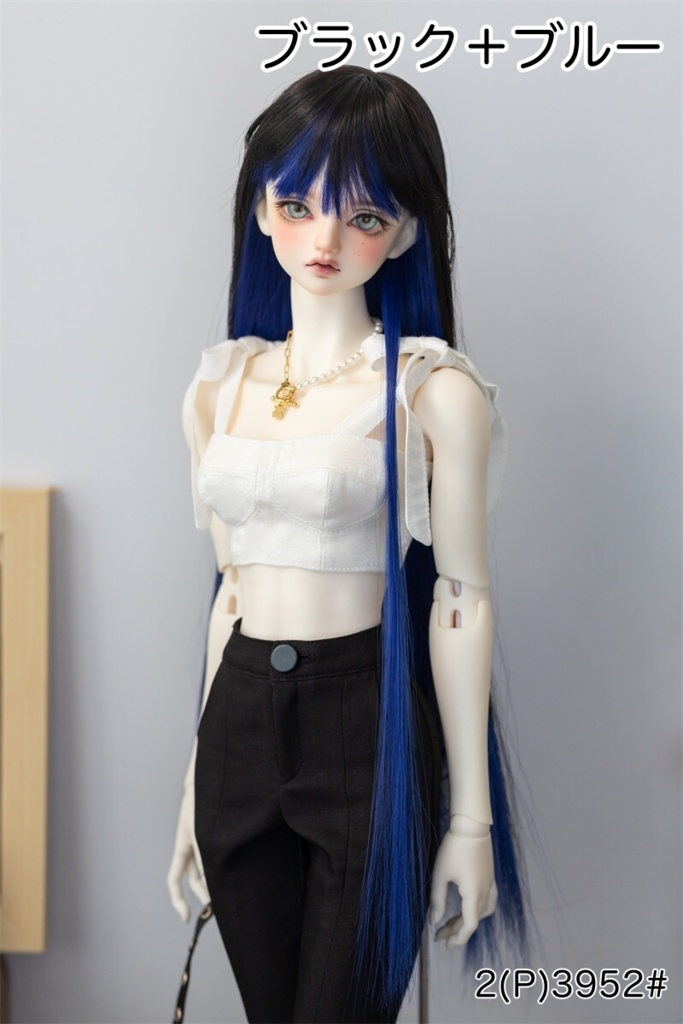 【カカ星球】【8-8.5, 8.5-9inch】ドールウィッグ　ロングストレートヘア　インナーカラー