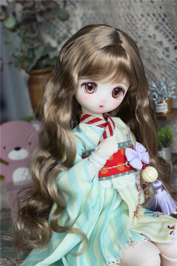 【カカ星球】【7-8inch】ドールウィッグ カーリーヘア ロング