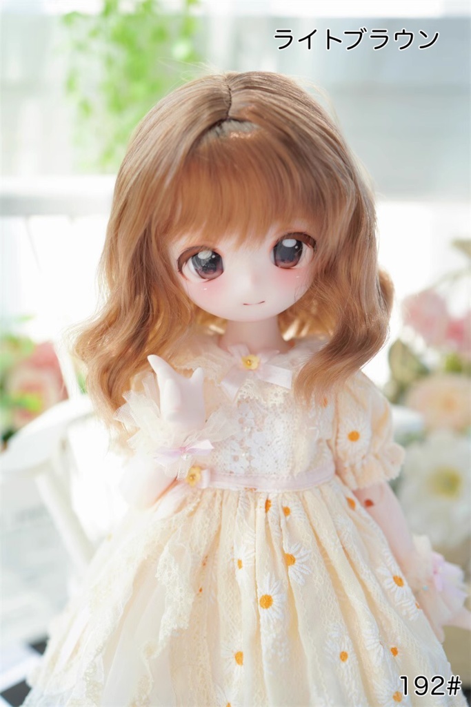 【カカ星球】【6-7, 7-8, 8-8.5, 8.5-9inch】ドールウィッグ ミディアムウェーブ