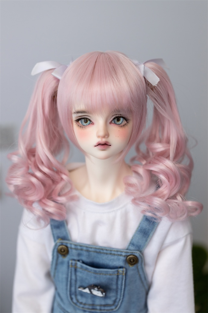 【カカ星球】【ドールウィッグ】【7-8inch】【8-8.5inch】 ミディアム パッチンクリップ取り外し不可 ツインテールカール