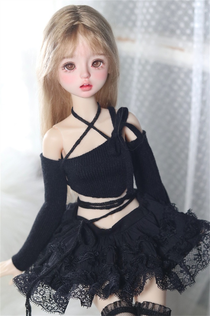 【カカ星球】【1/4】ドール服 ニットストラップトップス,スカート
