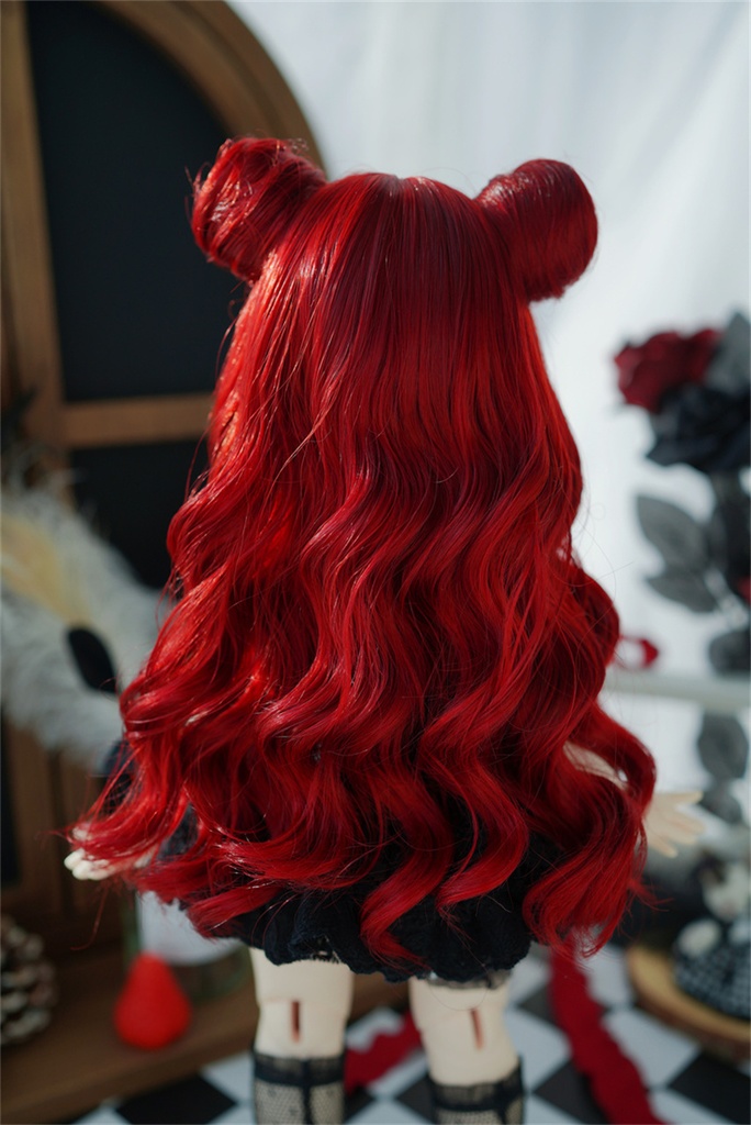 【カカ星球】【7-8, 8.5-9inch】ドールウィッグ お団子ロング