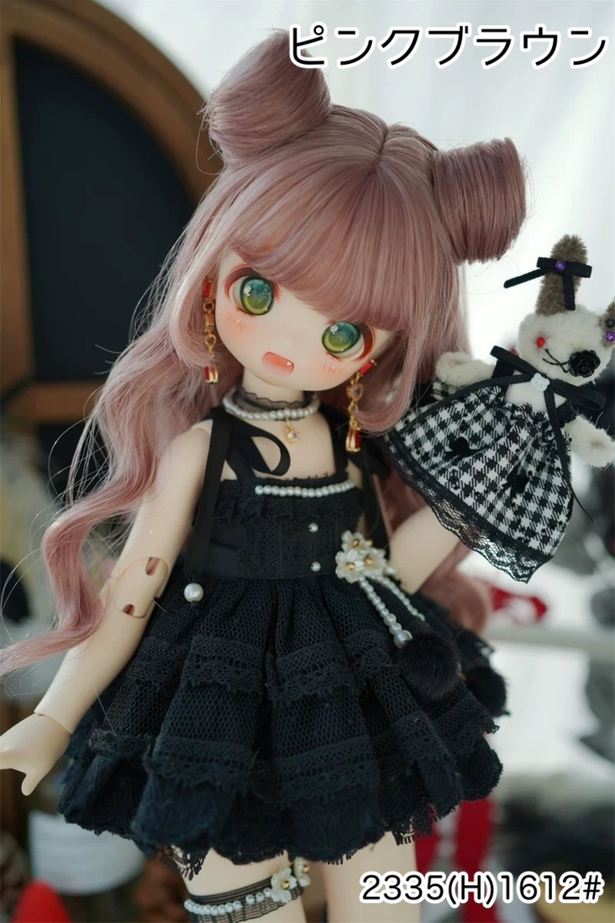 【カカ星球】【7-8, 8.5-9inch】ドールウィッグ お団子ロング