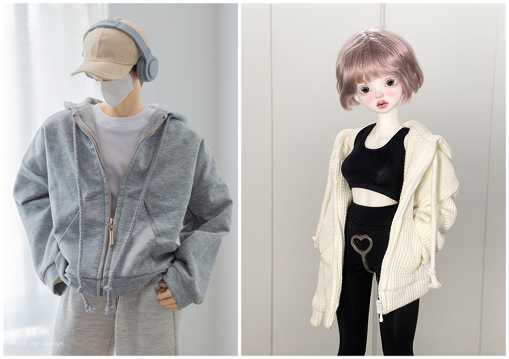 【カカ星球】【1/4、ID75】ドール服 ジップパーカー