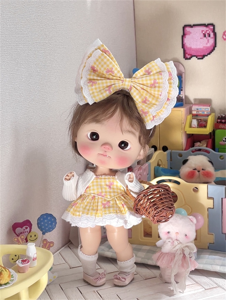 【カカ星球】ドール服 小6分 チェック柄服セット