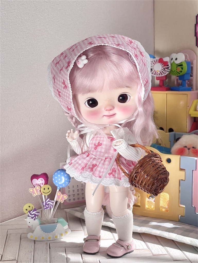 【カカ星球】ドール服 小6分 チェック柄服セット