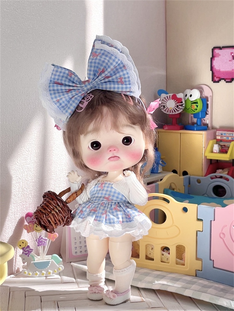 【カカ星球】ドール服 小6分 チェック柄服セット