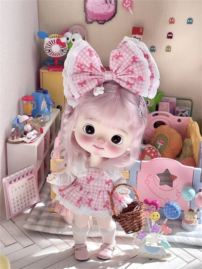 【カカ星球】ドール服 小6分 チェック柄服セット