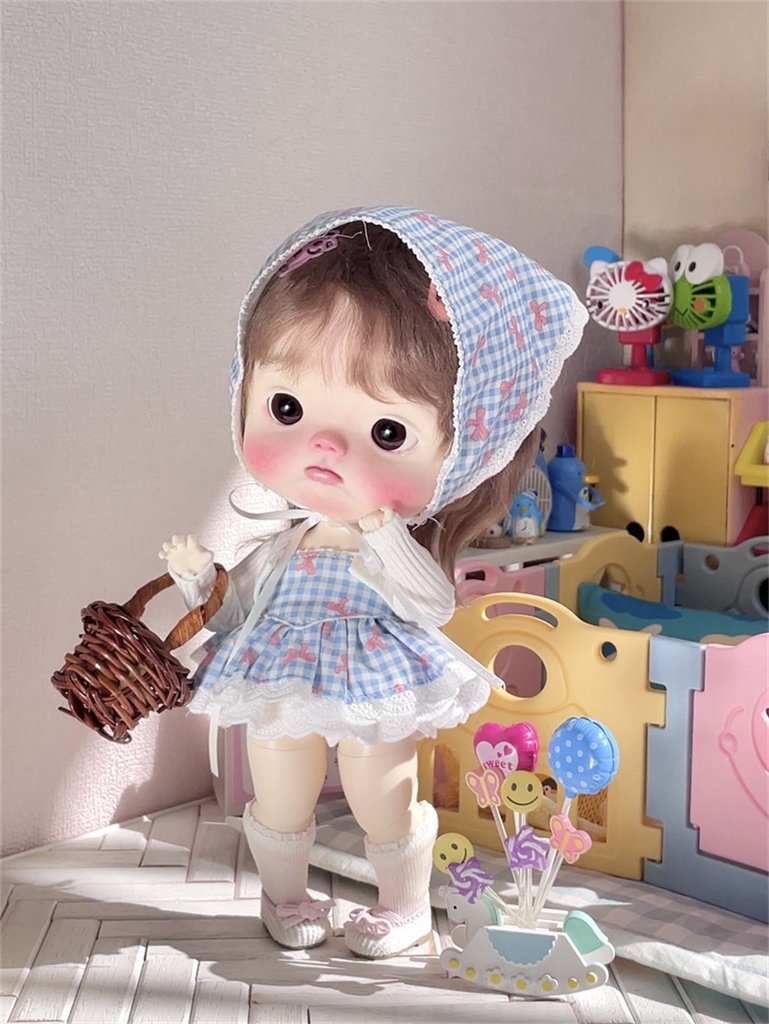【カカ星球】ドール服 小6分 チェック柄服セット
