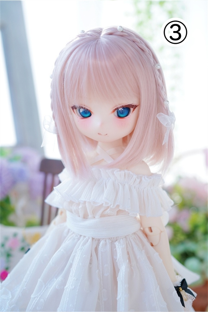 【カカ星球】【7-8,8-8.5,8.5-9inch】ドールウィッグ 三つ編みつきボブ