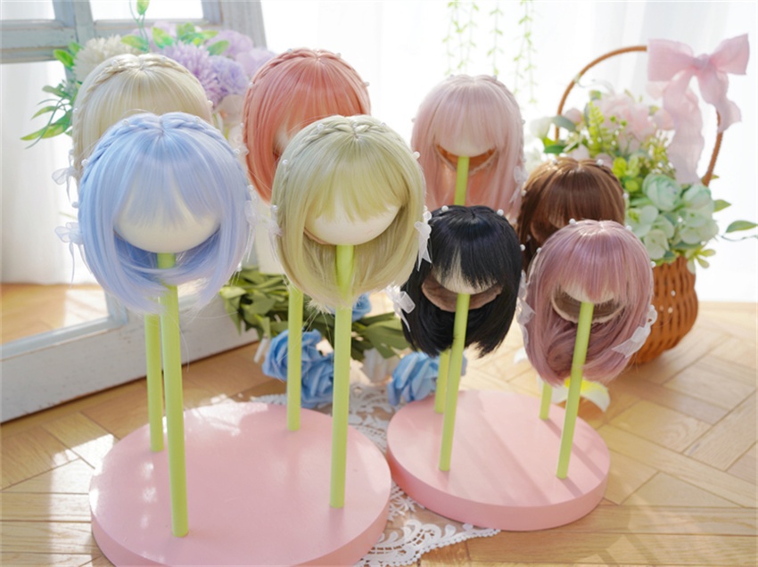 【カカ星球】【7-8,8-8.5,8.5-9inch】ドールウィッグ 三つ編みつきボブ