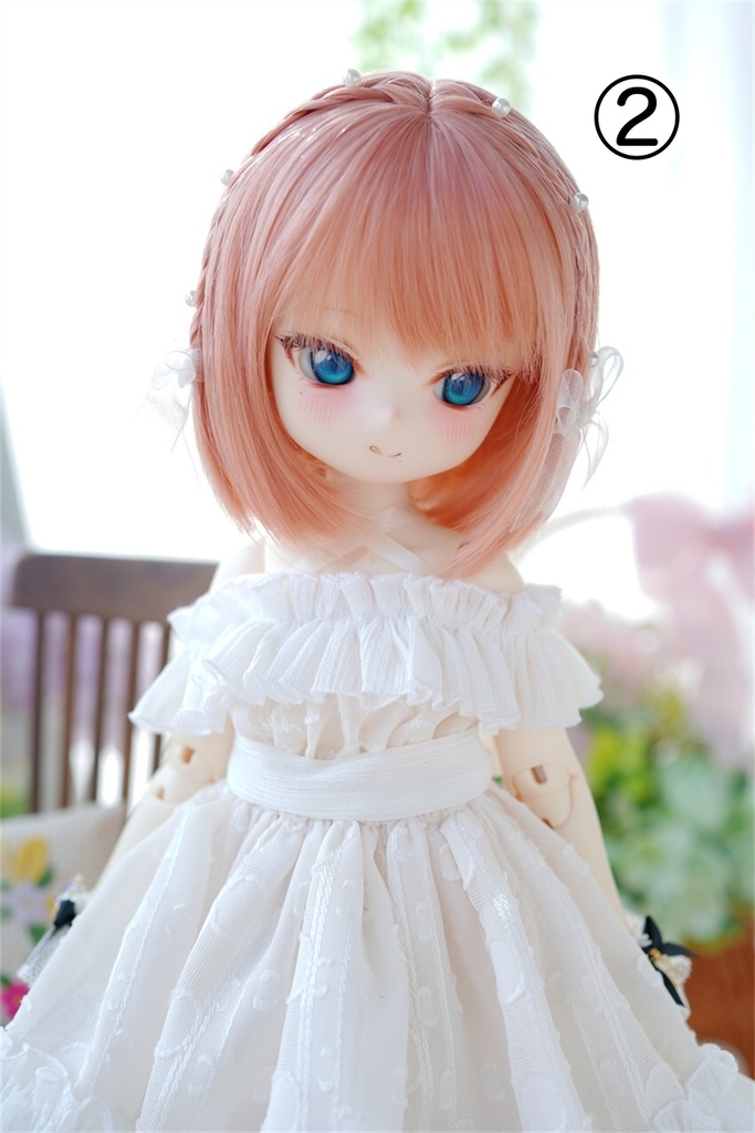 【カカ星球】【7-8,8-8.5,8.5-9inch】ドールウィッグ 三つ編みつきボブ