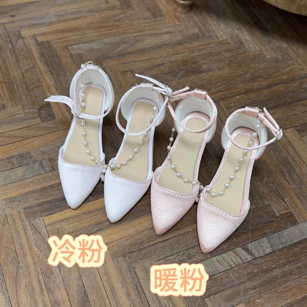 【カカ星球】【1/3】ドール靴 パール付きストラップハイヒール