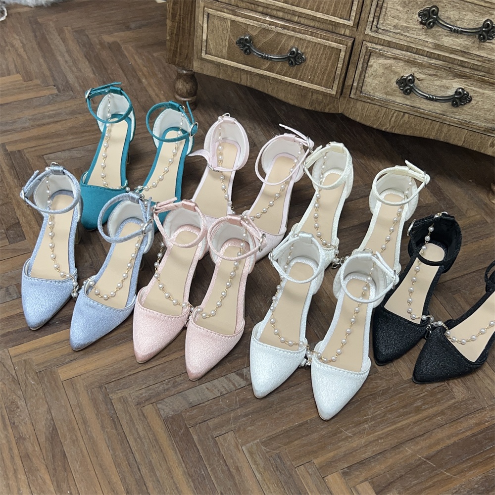 【カカ星球】【1/3】ドール靴 パール付きストラップハイヒール