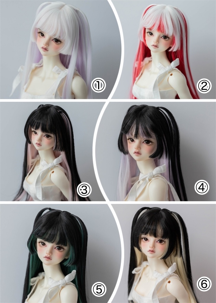【カカ星球】【7-8,8.5-9inch】ドールウィッグ 小悪魔ハーフツイン メッシュ