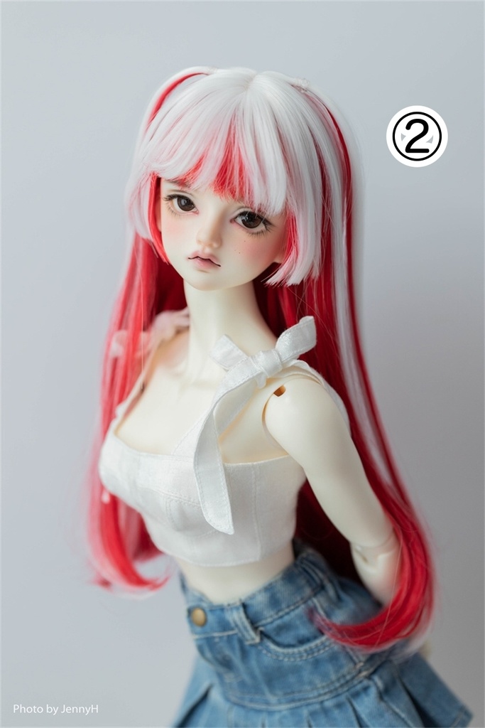 【カカ星球】【7-8,8.5-9inch】ドールウィッグ 小悪魔ハーフツイン メッシュ