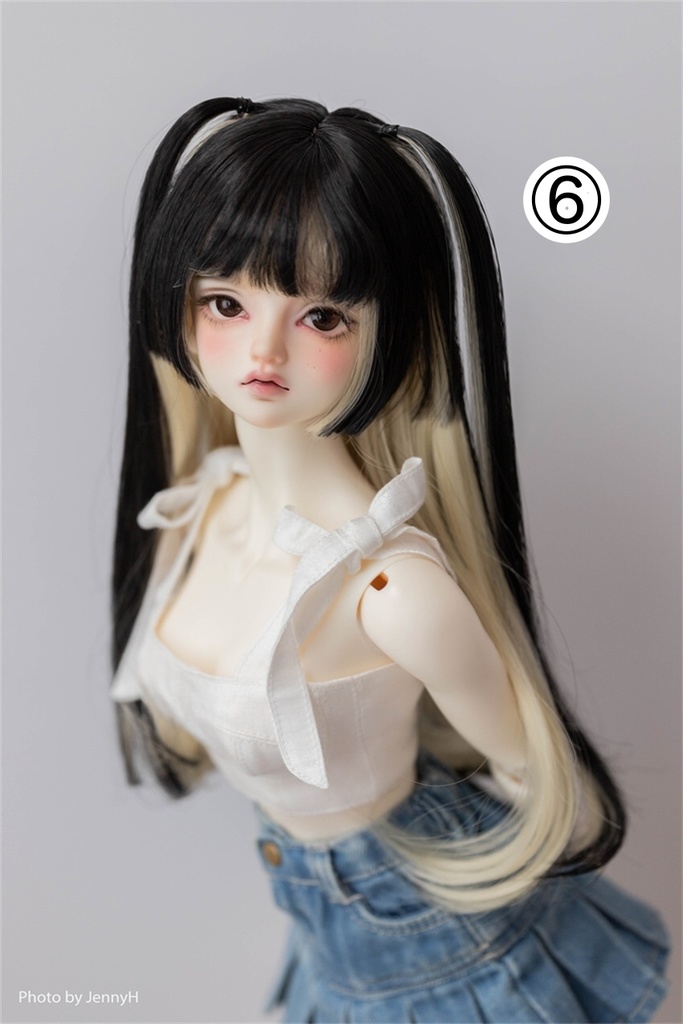 【カカ星球】【7-8,8.5-9inch】ドールウィッグ 小悪魔ハーフツイン メッシュ