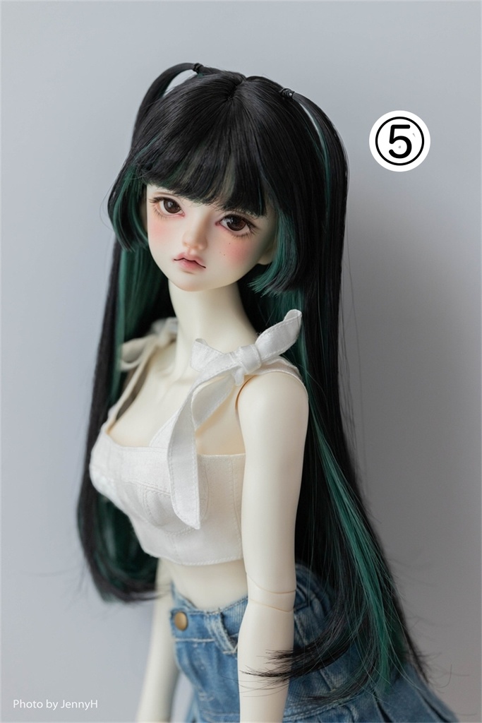 【カカ星球】【7-8,8.5-9inch】ドールウィッグ 小悪魔ハーフツイン メッシュ