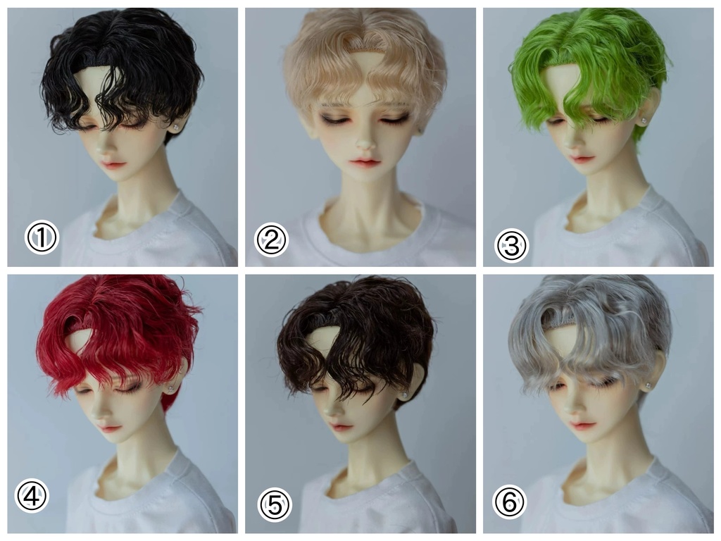 【カカ星球】【8-8.5,8.5-9inch】ドールウィッグ カール センター分け(取寄せ)