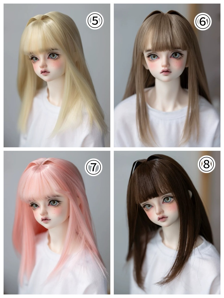 【咔咔星球】【6-7,7-8,8.5-9inch】ドールウィッグ ミニインテーク セミロング(取寄せ)