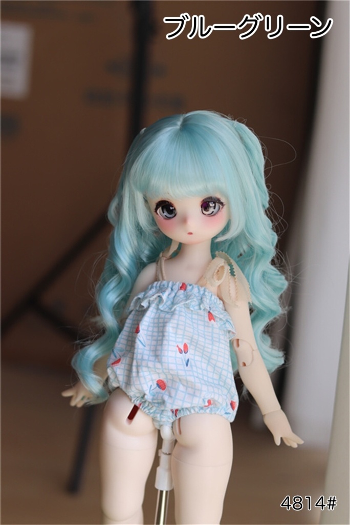 【カカ星球】【6-7, 7-8, 8.5-9inch】ドールウィッグ ウェーブハーフツイン