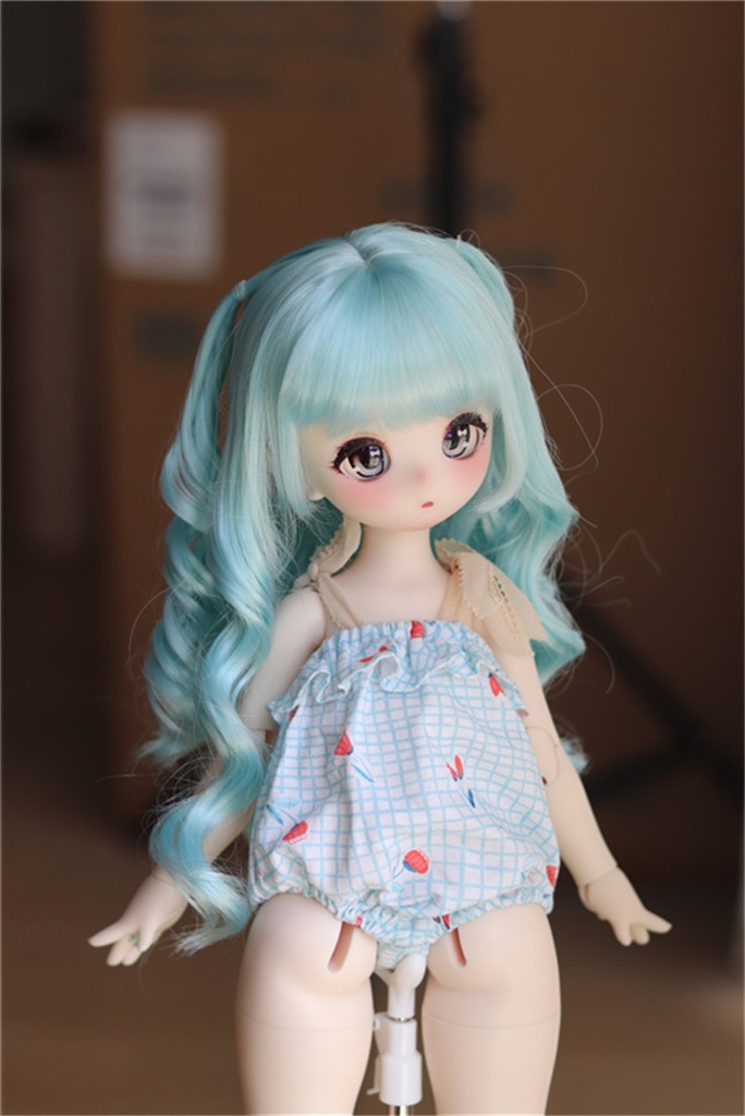 【カカ星球】【6-7, 7-8, 8.5-9inch】ドールウィッグ ウェーブハーフツイン