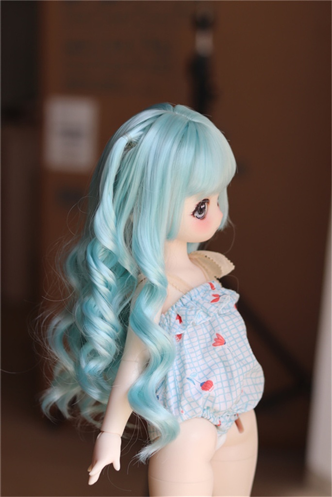 【カカ星球】【6-7, 7-8, 8.5-9inch】ドールウィッグ ウェーブハーフツイン