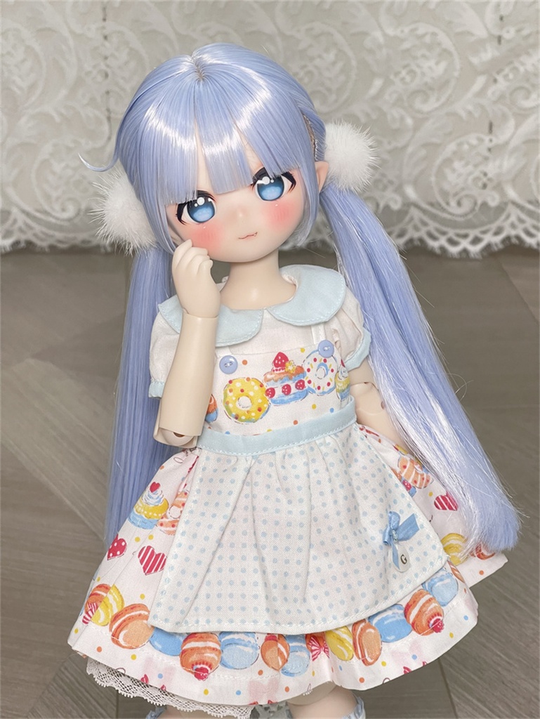 【カカ星球】【7-8, 8.5-9inch】ドールウィッグ 前髪セットツインテール