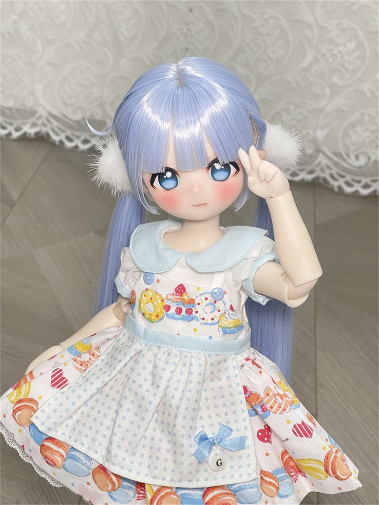 【カカ星球】【7-8, 8.5-9inch】ドールウィッグ 前髪セットツインテール