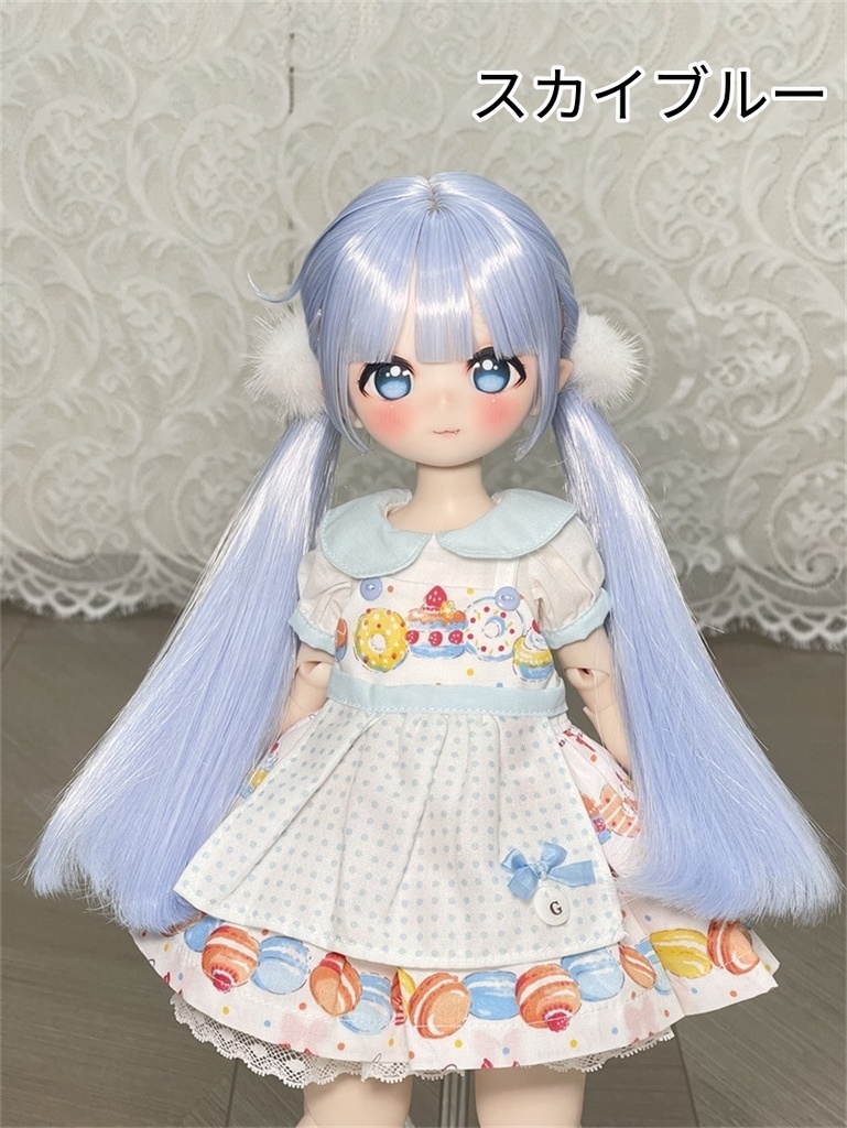 【カカ星球】【7-8, 8.5-9inch】ドールウィッグ 前髪セットツインテール