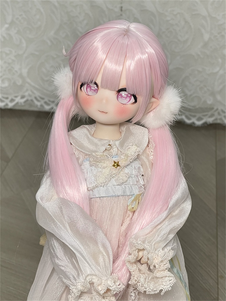 【カカ星球】【7-8, 8.5-9inch】ドールウィッグ 前髪セットツインテール